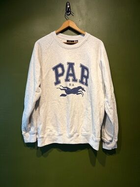 Parra Graphic Crewneck Sweatshirt - Light Gray with Navy Print